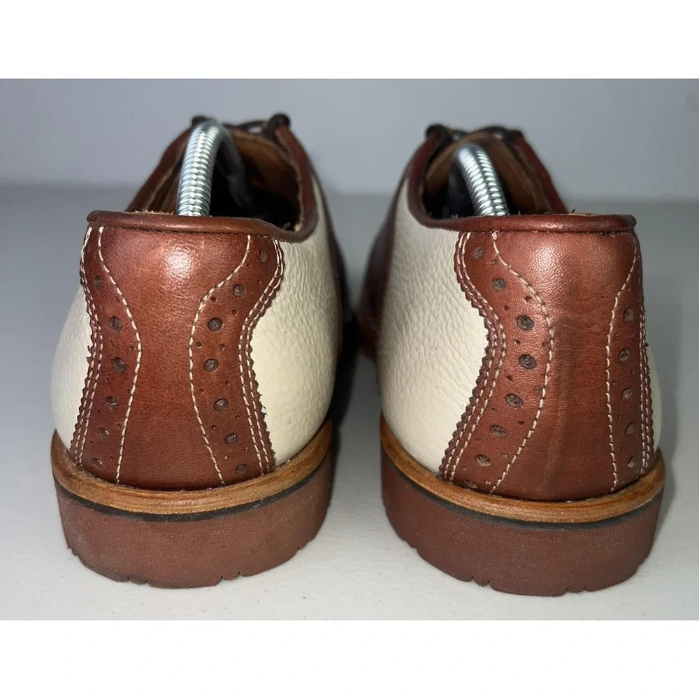 Jordan Lash Charleston Shoes Mens 10.5 White Brown Leather Saddle Dress Oxfords